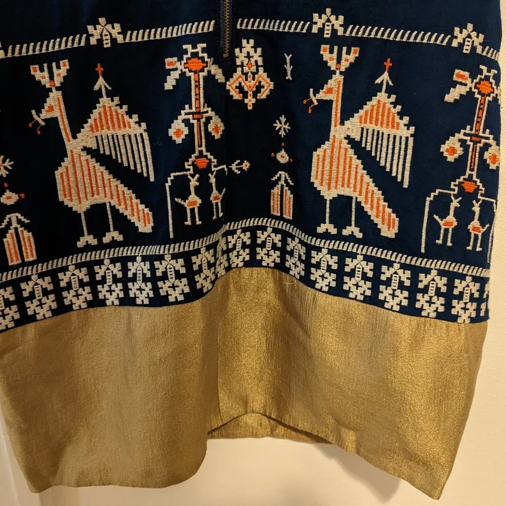 Anthropologie Floreat Teal Embroidered "Avian Myth" Shift Dress - Picture 11 of 12